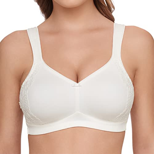 Susa Minimizer BH Damen ohne Bügel I London I Damen-BHS mit Minimizer Schnittform, verkleinert die Brüste optisch I Gemoldete Cups, breite Träger I weiß I 100B
