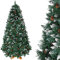 Bakaji Albero di Natale Folto Pino KING PREMIUM Artificiale Innevato con Pigne, Bianco Naturale Punte Ricoperte di Neve, base a Croce in legno Massello, Altezza 210 cm, 1178 Rami Ignifugo