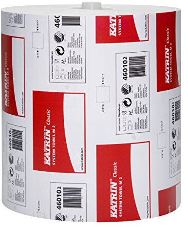 6 Rollen Katrin Classic System towel M2 (Art-Nr.: 460102) Handtuchrolle 2-lagig, weiss, inkl. Adapter für Katrin Handtuchrollenspender metsä tissue