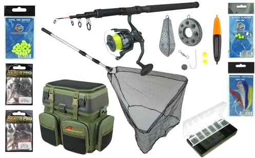 Roddarch Sea Fishing Kit: Rod, Reel, Seat Box & Net Starter Set
