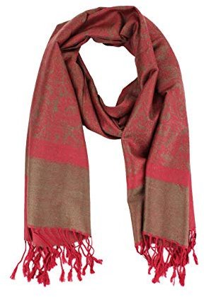 PASKMLNA Pashmina-Schal, Paisleymuster, Jacquard, Stola, Burgunderrot Pfirsich, Large