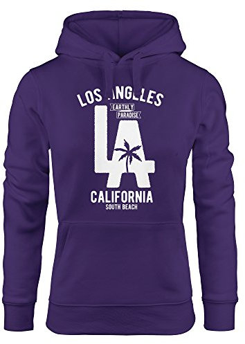 Neverless Hoodie Damen Los Angeles California LA Palme Sweatshirt Kapuze Kapuzenpullover lila XS