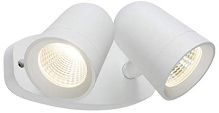 Knightsbridge Twin Outdoor Spotlight, Die Cast Alluminium, White, 18W