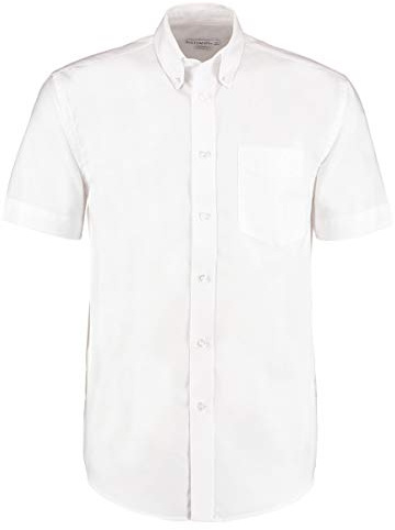 Kustom Kit Men's Men's Workwear Oxford Shirt (Short Sleeve) Regular Fit Plain Round Collar Short Sleeve Business Shirt, White (White Kk-Wte-H), 17.5