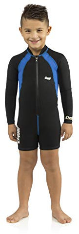 Cressi Shorty Kid - Muta Shorty per Bambini in Neoprene Ultra Stretch 1.5/2mm, Maniche Lunghe, S (2 Anni), Nero/Blu