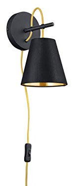 Trio Leuchten 207500179 Wandleuchte, Tissu, Schwarz Matt/Gold