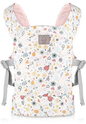 GAGAKU Puppentrage Puppen Bauchtrage Puppenzubehör Babytrage für Kinder Schultergurte Kreuzen Vorne und Hinten 100% Baumwolle - Rosengarten