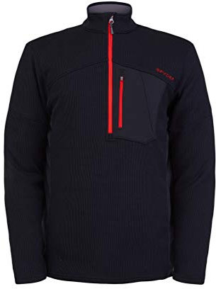 Spyder Active Sports Bandit Herren Halber Reißverschluss, Schwarz/Rot, Größe M, Schwarz, Rot, M