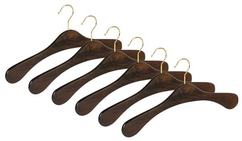 Kleiderbügelprofi.de 6er Garderobenbügel Set ECO 1112 nussbaum 41 cm breit vermessingter Haken