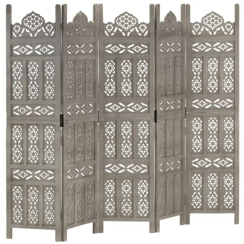 vidaXL Cloison de séparation 5 Panneaux Gris 200x165 cm Bois manguier