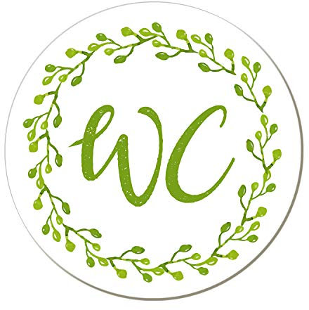 Logbuch-Verlag placa redonda indicación WC baño con diseño floral verde - señalización para servicios cartel bonito