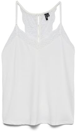 Vero Moda Vmana S/L Lace Top Noos Caraco, Snow White, XL Femme