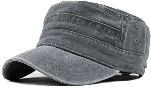 Yixda Unisex Vintage Military Army Flat Cap Verstellbare Baseballmütze Kappe (Grau)