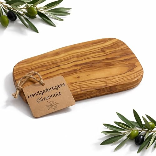 HOFMEISTER®Tagliere in legno d'ulivo – 30 x 15 x 1,5 cm – Tagliere da cucina in legno massello, resistente, antibatterico, fatto a mano, tagliere da portata, 1 pezzo