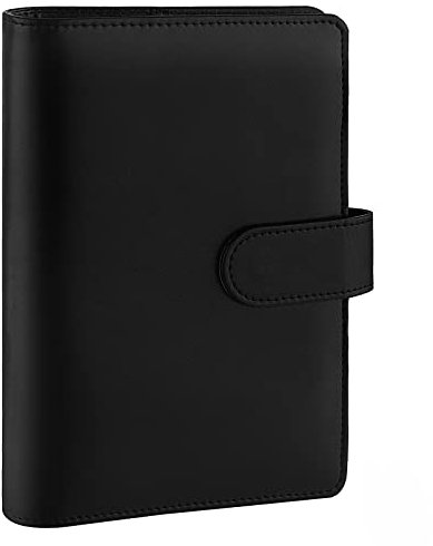 Antner A6 PU Leder Notebook Binder nachfüllbar 6 Ringe Ordner für A6 Füllpapier lose Blätter Personal Planer Binder Cover mit Magnetverschluss Verschluss schwarz