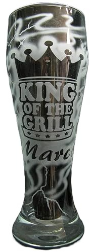 Weizenglas 0,5 l mit Gravur Grill Barbecue Logo und Name personalisiert | Grillmeister Glas Bierglas Weizenbierglas Weißbierglas individuell Geschenk