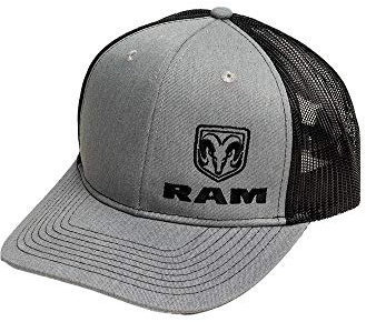 RAM Trucks Snapback Trucker-Mütze aus gebürstetem Baumwoll-Twill-Stoff für Herren, grau meliert/schwarz, Grau (Heather Grey)/schwarz, Einheitsgröße