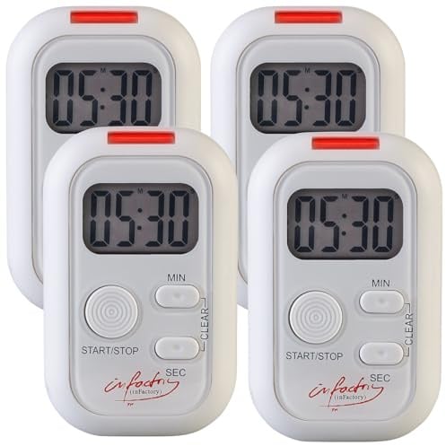 infactory Eieruhr: 4er-Set Elektronischer Timer mit Ton-, Licht- und Vibrationsalarm (Timer Eieruhr, Wecker Schwerhörige, Uhren)