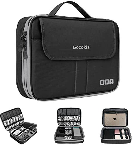 Cokia Organiseur de voyage pour accessoires électroniques de grande capacité, sac de rangement étanche pour ordinateur portable, tablette, téléphone portable, disques durs, alimentation 11,6 Noir