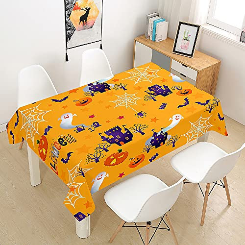 Morbuy Halloween Stampa Tovaglia Rettangolare, Antimacchia Resistente all'olio Copritavolo Idrorepellente Tovaglia, per Interni Esterni Cucina Soggiorno Decorativa (140x140cm,Halloween)