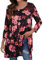 Enmain Magliette Tunica Donna Maniche Lunghe 3/4 Bluse Elegante Stampata Casual Maglietta Lunga Collo Rotondo T-Shirt,Nero e Rosa