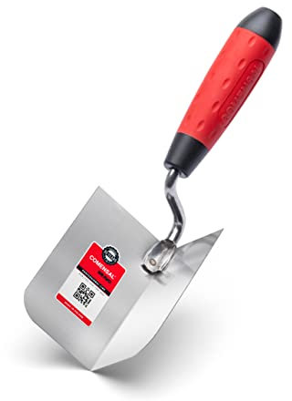 COMENSAL Truelle d'angle Intérieure en INOX 60 x 100 mm - Truelle Angulaire pour Angle Placo - Spatule Angle Enduit - avec Manche Ergonomique - Made in EU