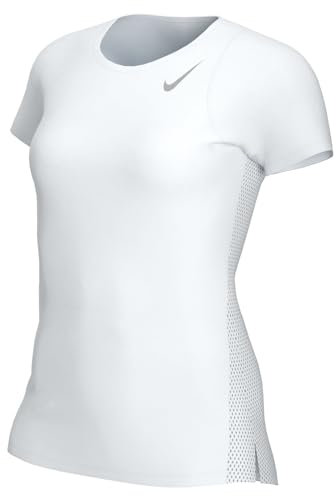 NIKE DD5927-100 W NK FAST DF SS TOP T-shirt Women's White/Reflective Silv Size M