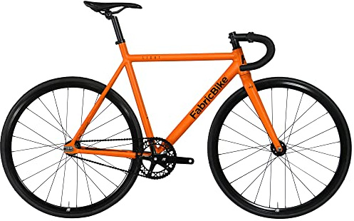 FabricBike Light PRO - Fixed Gear Fahrrad, Single Speed Fixie Starre Nabe, Aluminium Rahmen und Gabel, Räder 28, 6 Farben, 3 Größen, 8.45 kg (Größe M) (L-58cm, Light Pro Army Orange)