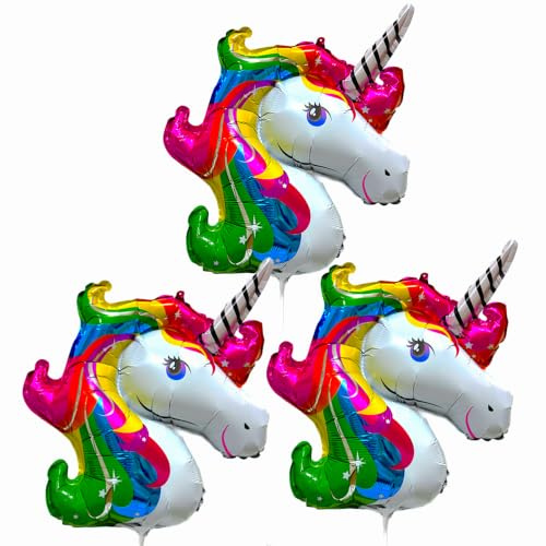 1 Stück Folienballon Einhorn 61 cm – metallbeschichteter Unicorn Luftballon beidseitig bedruckt – Partydeko Kindergeburtstag, Geburtstag, Einhorn Party, Kindergarten, Schulfest, Fasching & Karneval