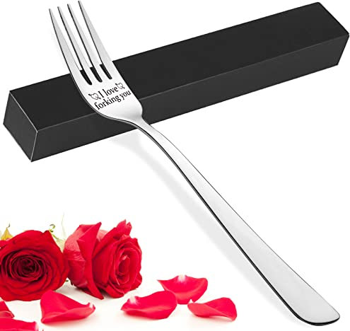 MOTONG Engraved Fork, I Love Forking You, Personalized Design Stainless Steel Forks with Luxury Box Perfect Festival Gifts for Friends, Boyfriend, Girlfriend for Christmas, Valentine's Day Gifts