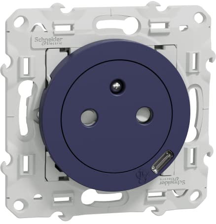 Schneider Electric - Odace - Prise affleurante + usb C10,5W - cobalt - S550089
