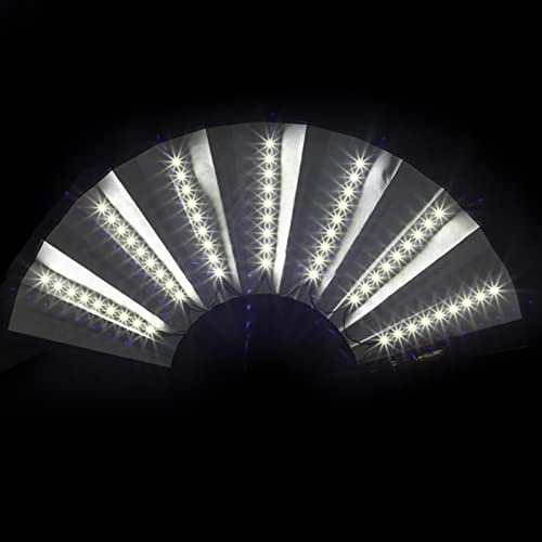 Led Glowing Fan, Party Light Up Foldable Hand Fan Large Folding Fan For Raves, Light Up Fan Chinese Hand Held Folding Fan Performance Show Party Fan Dance Fan Festival Accessories Hand Fan For Women