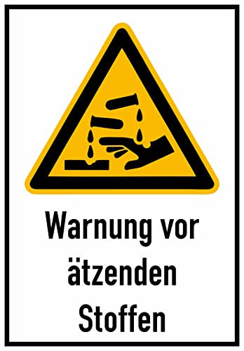Daged Warnung vor ätzenden Stoffen Aufkleber 23x16 cm Hinweiszeichen DIN EN ISO 7010/W023 Sticker T-187