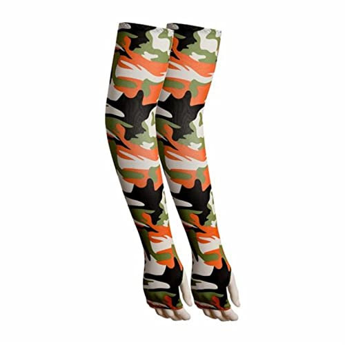 Unisex Kühlende Armstulpen Abdeckung Frauen Männer Sport Laufen UV Sonnenschutz Outdoor Angeln Radfahren Ärmel, C-Orange Camo, Einheitsgröße