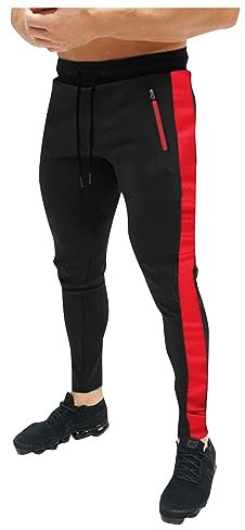 KONG JIMFAN Herren Hose Fitness Jogginghosen Sports Herren Trainingshose Hose Jogginghose Herren Mit Reißverschluss Taschen Sweatpants Gym Stoffhosen Herren Torwarthose(Schwarz,M)