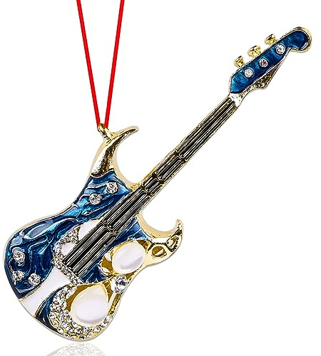 D4DREAM Weihnachtsschmuck Gitarre hängende Ornamente für Weihnachtsbaumschmuck Gitarre Ornamente für Weihnachtsbaum Mental Gitarre Ornament Gitarre Andenken Geschenke für Freund Freundinnen