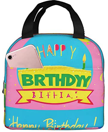 Happy Birthday Ballon Essen Handtaschen Fall Für Reisen Arbeit Picknick, Mittagessen Tasche Lunch Box,Wiederverwendbare Isolierte Mittagessen Tote Bag