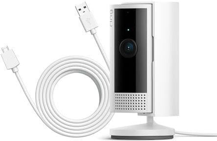 Ring Videocamera interna (Indoor Cam 2a gen.) + Cavo di alimentazione USB-A verso Micro-USB da 3 metri | Telecamera per animali domestici, audio bidirezionale | Ring Home: 30 gg. prova gratuita