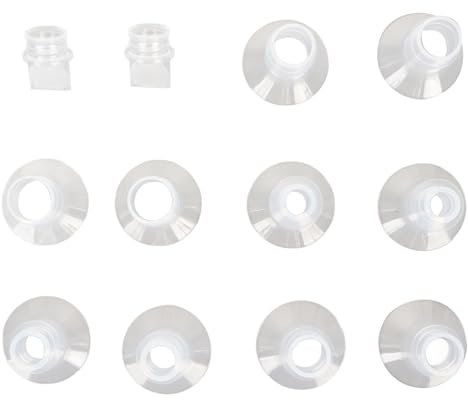 Set di Inserti per Flangia Tiralatte 10 Pz, Flangia per Tiralatte in Silicone Indossabile con Valvola Senza BPA e Duckbill 13mm 15mm 17mm 19mm 21mm, Facile da Pulire