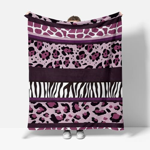 XCWYF Wohndecke Leopard-Zebra-Druck 100x130cm Wolldecke Tagesdecke Kuscheldecke Sofadecke TV Decke für Geschenk Bett Schlafzimmer Couch Büro Camping