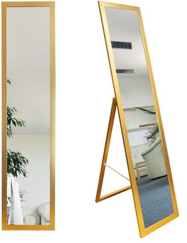 Stand-Ankleidespiegel 155,8 x 35,8 cm Standspiegel Garderobe Standspiegel Gold Zeitloser eleganter MDF Rahmen