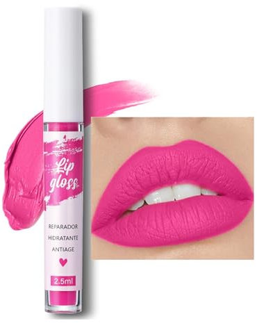 Hot Pink Liquid Lipstick, Lipsticks for Women Long Lasting, Waterproof Non-Sticky Full-Coverage Bright Pink Lip Gloss, Not Fade Matte Lip Stain,Tinted Lip Balm for Girls & Women