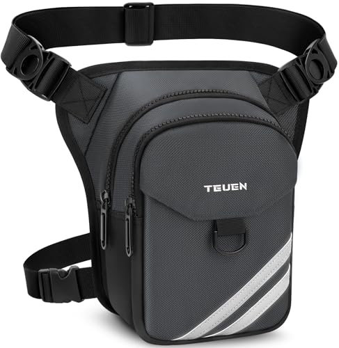 TEUEN Beintasche Motorrad Herren, Beintasche Militär Wasserdicht Sport Gürteltasche Reflektierende Abnehmbare Beingurte Multifunktionale Hüfttasche für Angeln,Fahrrad,Wandern