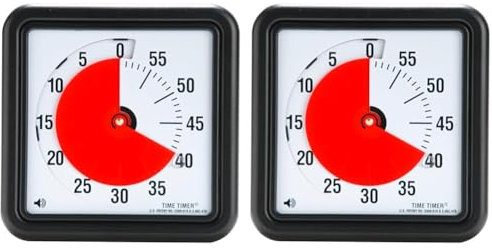 Time TTA1-W Timer Original Medium 18x18 cm; 60-Minuten visueller Timer - Countdown-Uhr für Klassenzimmer oder Besprechungen für Kinder und Erwachsene (schwarz) (Packung mit 2)
