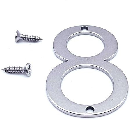 NanTun Numeri civici moderni in acciaio inox con viti, 5 cm, numero 8