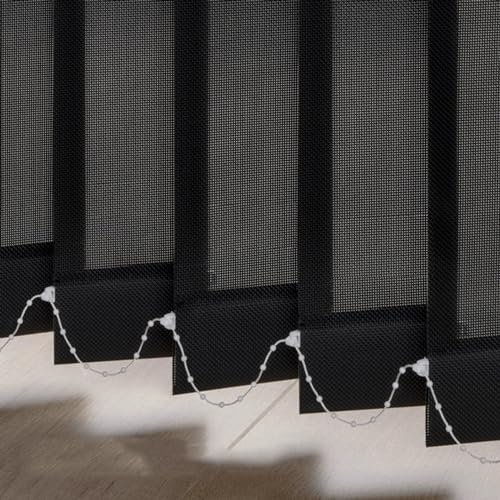 LRYELWA Lamellenvorhang Nach Maß Vertikaljalousie für Tür und Fenster Blickdicht Verdunkelnd Schiebevorhänge Sonnenschutz Lamellen Jalousie,Inklusive Zubehör,Schwarz,Breite×Höhe (60cm x 220cm)