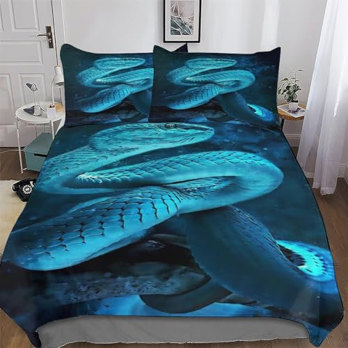 PAZZK Schlange Bettwäsche Premium Atmungsaktive Angenehme Bettbezüge, Mit Reißverschluss Bettdeckenbezug, 2teilig Bettbezug + Kissenbezug Single (135x200cm)