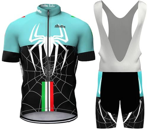 Completo Ciclismo Uomo Abbigliamento Bici MTB Estivo Maglia Ciclista Manica Corta,Maglietta Bicicletta e Salopette Pantaloncini con 9D Gel Imbottiti,Tuta Ciclo Asciugatura Rapida Traspirante(3,M)