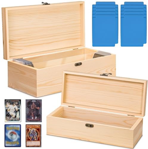 MOBYKE Trading Card Storage Box, 2 Pack Wooden Gamegenic Deck Box Sports Card Storage Cardboard Card Box for Cards, TCG/Magic/Mtg storage and Collection