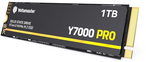 Yottamaster Y7000Pro 1TB SSD M.2 PCIe 4.0, Fino a 7000MB/s, M.2 2280 NVMe Solid State Drive interno con 3D QLC NAND Flash, Aggiornamento dello Storage per PS5, PC Computer, Laptop, Gaming